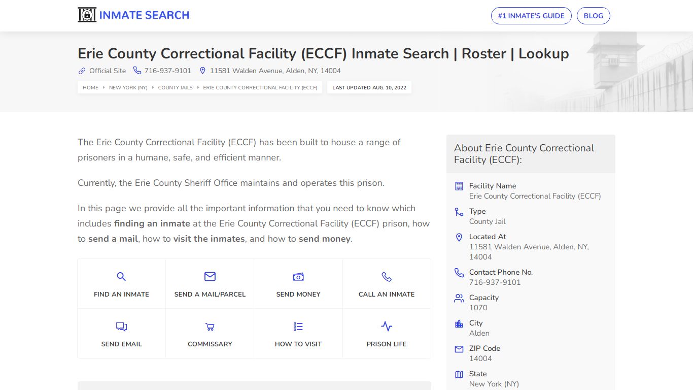 Erie County Correctional Facility (ECCF) Inmate Search ...